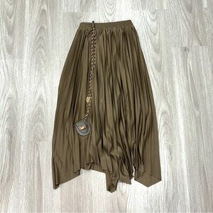 Pleated Midi Skirt with Chain Detail — Women's